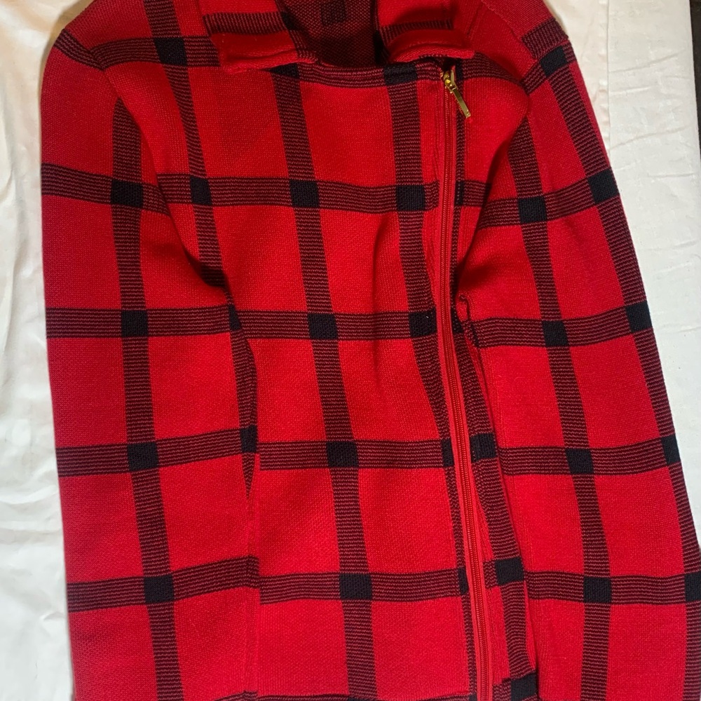 Chaps Red and Black Cotton Sweater